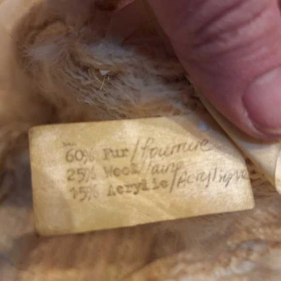 Vintage 60s Fur Wool Blend Cardigan, Size S - Picture 7 of 7